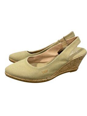 Viscata Barcelona Beige Canvas Slingback Espadrille Wedge Heels Womens Shoes 38